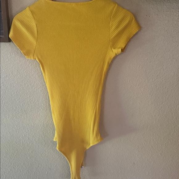 Yellow Ribbed Button-Up Bodysuit - Picture 5 of 5